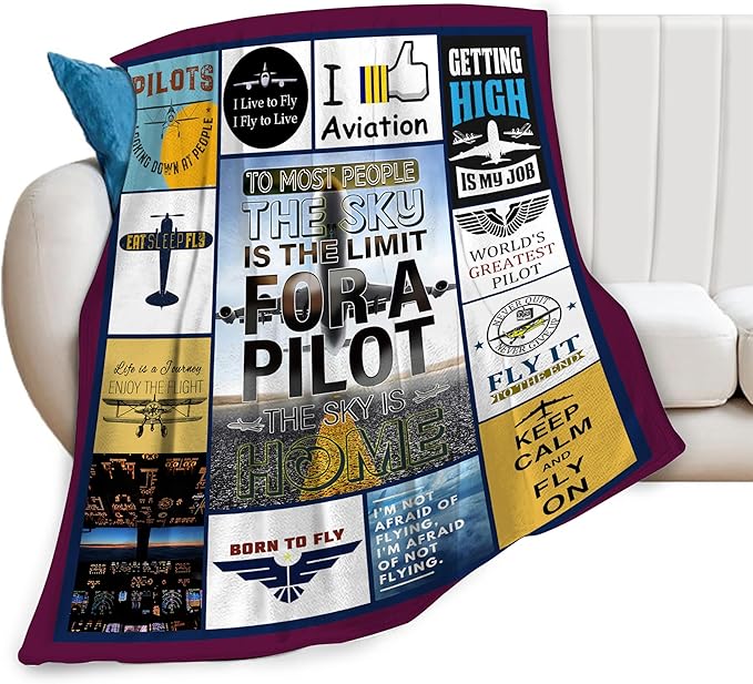Airplane Blanket Plane Throw Blanket Soft Fleece Flannel Bedding Aviation Gifts for Pilot Men Boys Women Girls Lovers Adults Stuff Plush for Couch Sofa Bed Room Decor 60"X80"