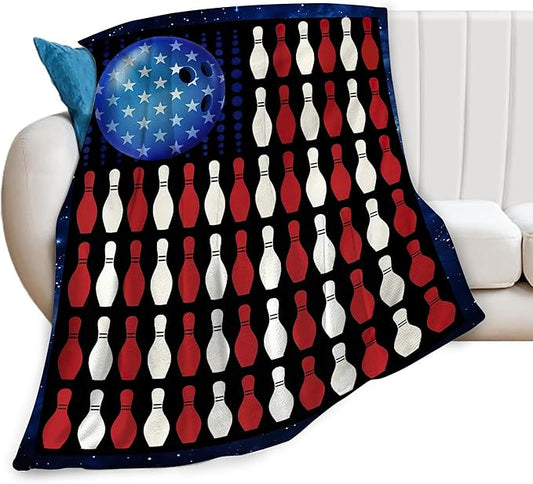 Super Cozy Soft Bowling Throw Blanket - Warm Plush Fluffy Women Men Lightweight Fleece Flannel Gifts for Kids Adults 80"X60"