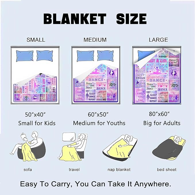 Dance Throw Blanket Plush Fleece Soft Lightweight Flannel Fleece Blankets Decor for Couch Sofa Living Room Bedding 50"X40"
