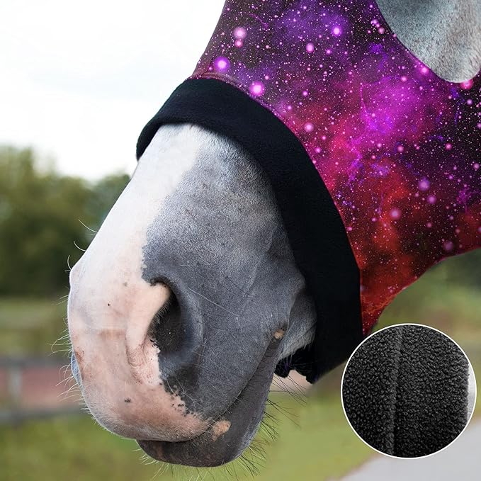 Harrison Howard Soft Horse Hood All-Covered Comfortable Sleezy for Horses with Zipper Vast Cosmos