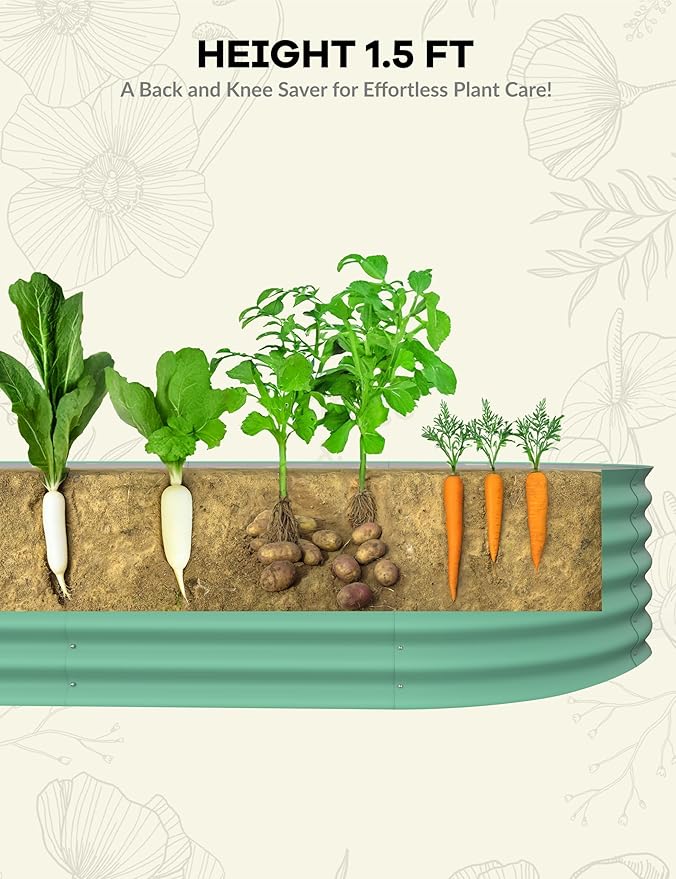 2 Pcs Raised Garden Beds Outdoor 8x4x1.5 ft - Galvanized Steel Planter Box for Vegetables, Flowers, Rust-Resistant Garden Box, Easy Assembly Raised Beds, Durable Planters for Outdoor Plants, Green