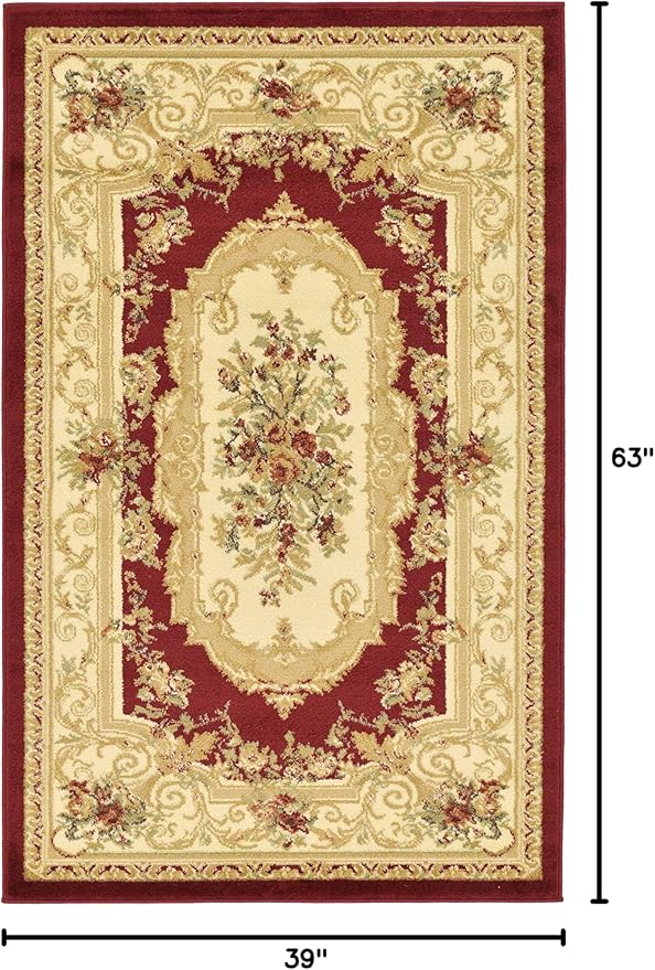 Unique Loom Versailles Collection Traditional Classic Floral Motif Area Rug (3' 3 x 5' 3 Rectangular, Burgundy/ Ivory)