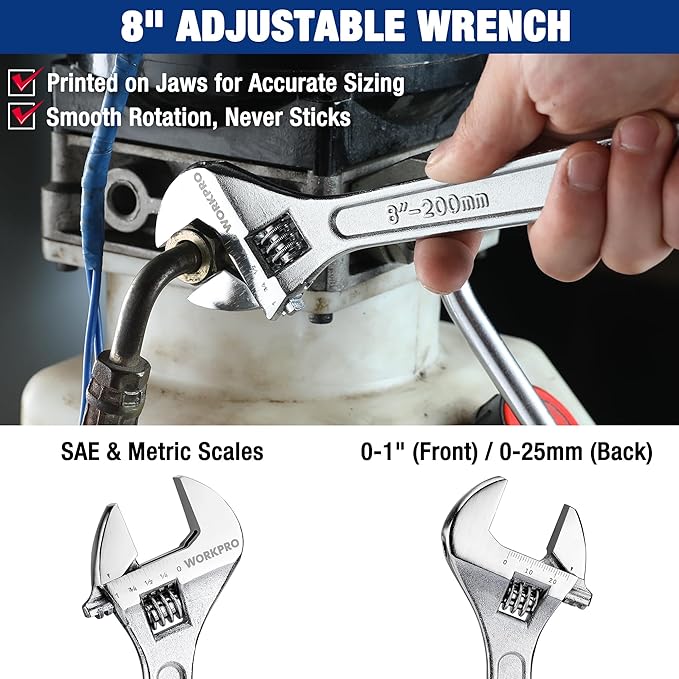 WORKPRO Pliers Set 4-piece Locking Plier Slip-joint Plier Groove Joint Pliers and Adjustable Wrench Home Maintenance Tool Kit