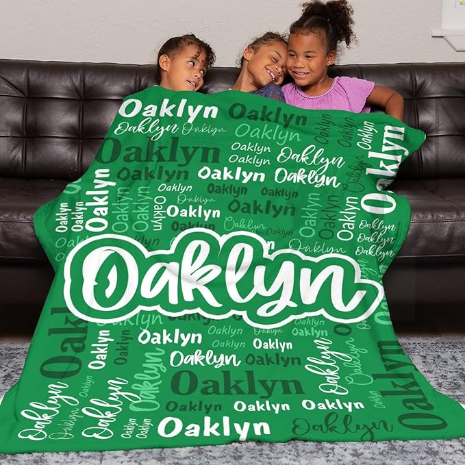 Custom Blanket with Name Personalized Blankets for Kids Adult Boys Girls Flannel Monogrammed Customized Blankets Throw (30''x40'')