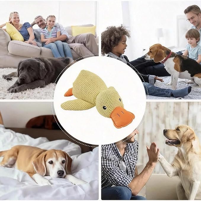 Yellow Duck Dog Toy, Calming Toy for Dogs, Durable Chew Toy, Fun Sound Interactive Pet Toy, New Yellow Duck Design, Tooth Cleaning and Anxiety Relief for Dogs.