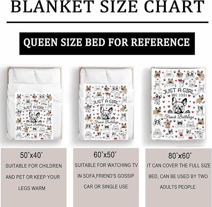Funny French Bulldog Blanket Gifts for Women French Bulldog Lovers,Flannel Animal Stuff Pet Dog Throw Blanket Birthday for Girls Kids Men Adults 50"x40"