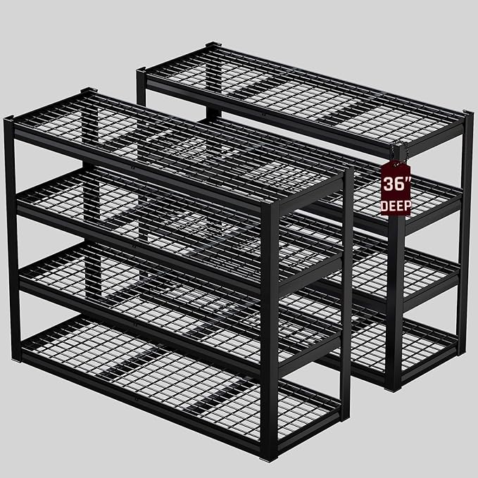 36" D Storage Shelves, 68" W Garage Shelving Heavy Duty Metal Adjustable Garage Shelves, Shelving Units Industrial Shelving for Warehouse, 68" W x 36" D x 68" H, 2 Pack