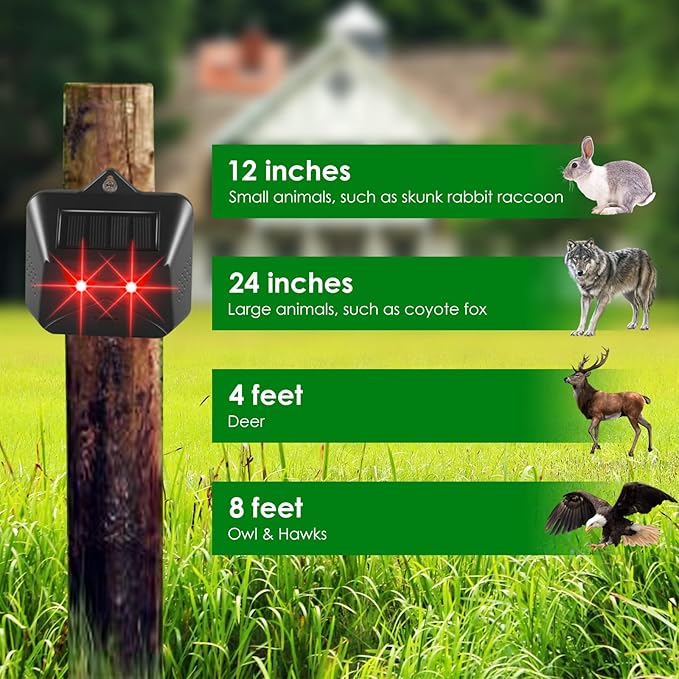 4 Pack Solar Nocturnal Animal Repellent Outdoor Predator Eyes Coyote Deterrent Skunk Repellent for Yard with Predator Lights for Deer Fox Raccoon Animal Repeller Device for Chicken Coop Farm Garden