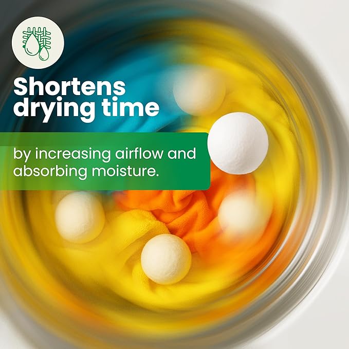 Seren Dryer Balls Laundry Reusable 6-Pack with Essential Oils for Dryer Wool Balls, Organic New Zealand Wool Dryer Balls Essential Oil Lavender Scent and Lemon Scent, Plastic-Free, Eco-Friendly