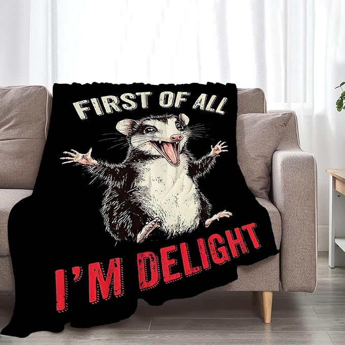 Opossum Blanket Gifts for Boys Girls Soft Warm Plush Funny Opossum Throw Blanket Flannel Fleece Fuzzy Stuff Blanket for Bed Couch Living Room Decor 50"X40"
