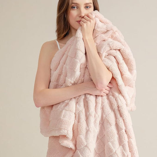 Bedsure GentleSoft Blankets Queen Size for Bed - Super Soft Cozy Blanket for Women Men Girls, Large Fuzzy Fleece Throw for Bedroom Decor, Light Pink, 90x90 Inches