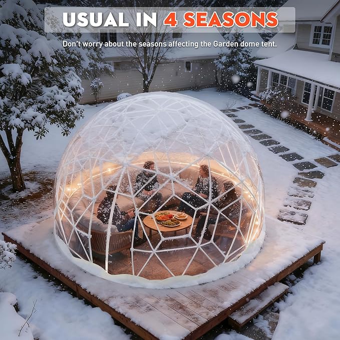 9.7 x 5.7 FT Garden Dome Tent, Outdoor TPU Greenhouse for 2-4 Person, Greenhouse Garden Tent with Window, Waterproof Clear Dome Tent Suitable for Camping, Party, Wedding, Christmas