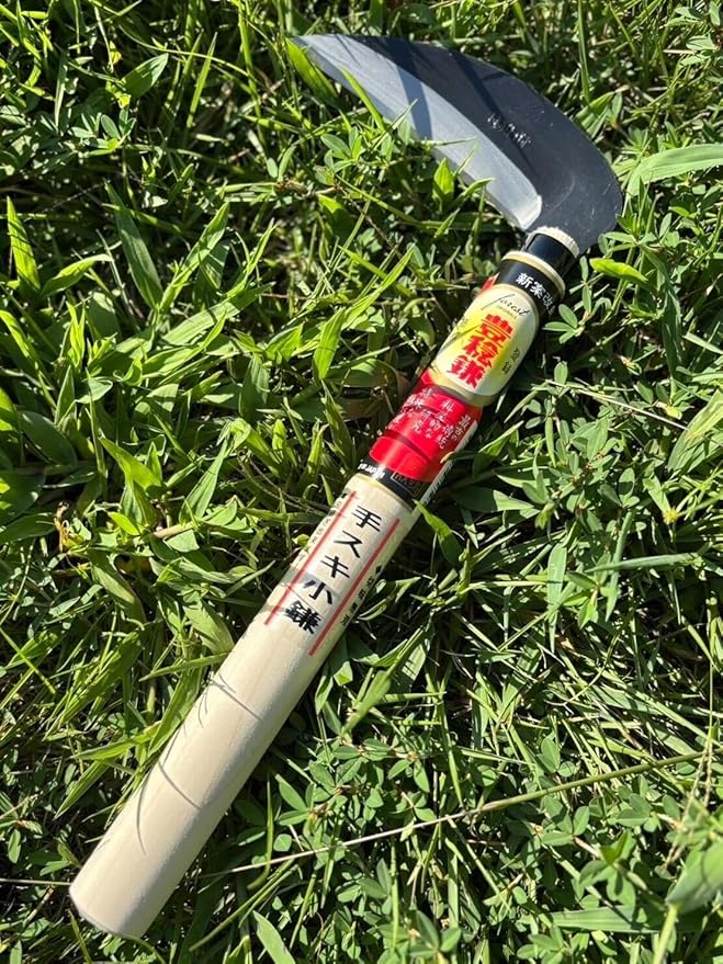 Hounen Miyawaki Japanese Weeding Sickle (Kama) – Curved Plain-Edge, Non-Twisted, Rust-Resistant Japanese Steel, Lightweight Wood Handle, Made in Japan