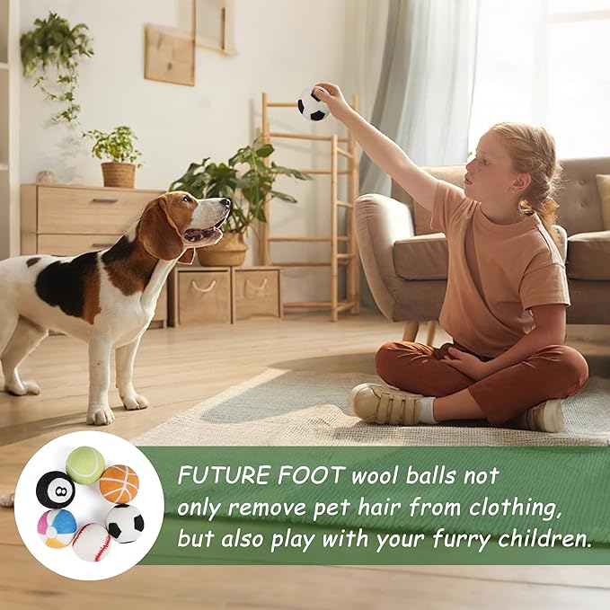 Wool Dryer Balls XL Size 6 Pack - Fun Dryer Balls with Ball Patterns Cute Dryer Balls Laundry Reusable Anti Static Handmade New Zealand Wool Balls (Ball Patterns with Primitive Color)