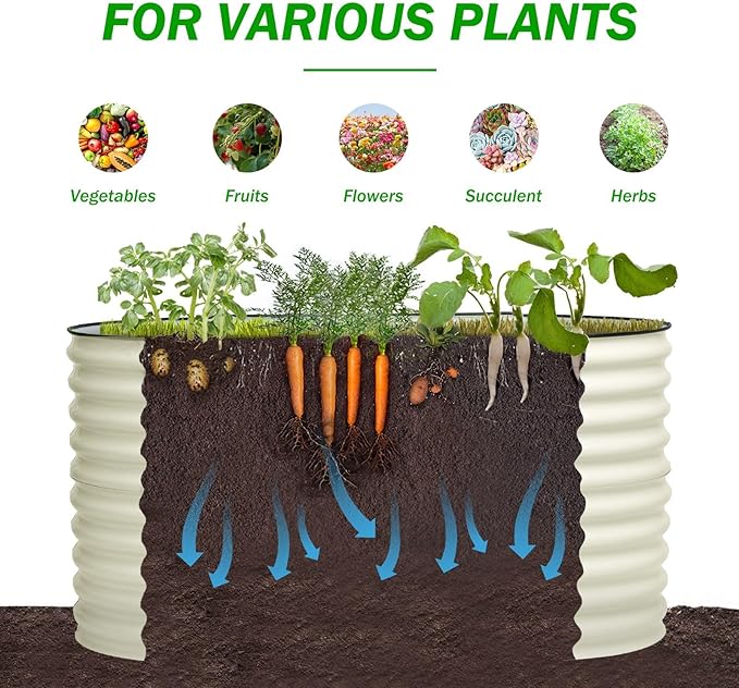 BPS 2-in-1 Metal Raised Garden Bed, 5.3x2.7 FT Galvanized Planter Raised Beds for Vegetables, Flowers 31'' Extra Tall