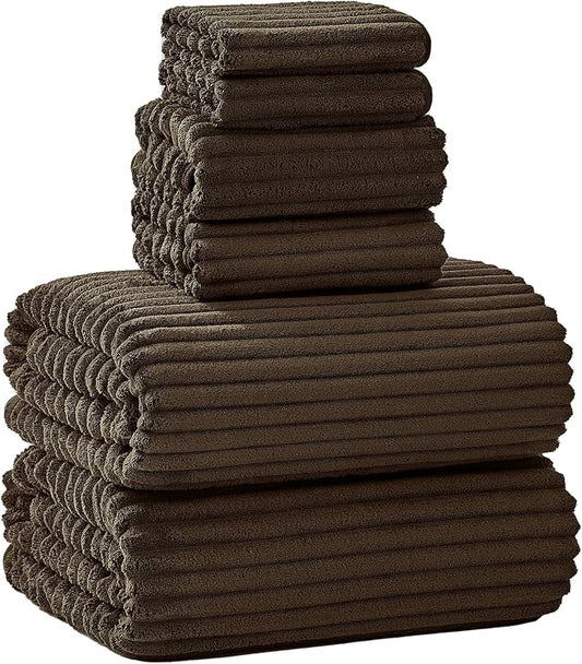 Extra Large Bath Towel Set of 6 (40"x80"),Oversized Bath Sheet Super Soft Highly Absorbent Microfibers Quick Dry Luxury Shower Towel for Bathroom Spa Gym Hotel Yoga (Brown, 6Piece)