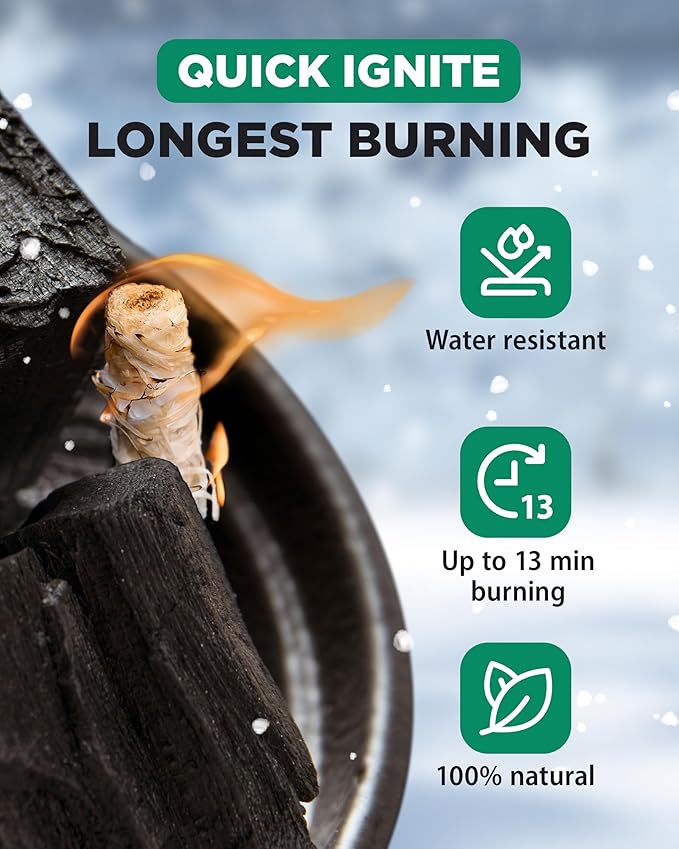 WH 185 pcs Natural Fire Starters for Indoor Fireplace - 5lb Large Box - Long-Burning Charcoal Starters - Odorless Firestarters for Wood Stove, Chimney, Campfires & Grill - Quick Ignite