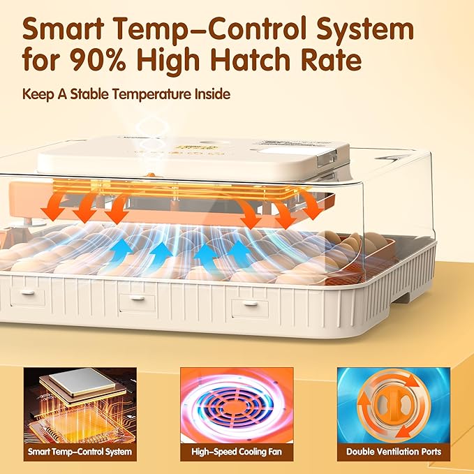 56 Eggs Incubators for Hatching Eggs - Automatic Egg Turner with Temperature and Humidity Control, Egg Candler, Incubator for Hatching Chicken, Duck, Goose, Pigeon, Quail, Parrot Eggs