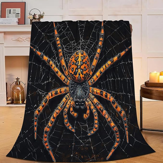 Soft Cozy Spider Flannel Throw - Warm Lightweight Fleece Plush Bedding Stuff Animal Decor Blanket Gifts for Lovers, Girls, Boys, Kids, Women, Adults - Bed, Travel - 40"x50"