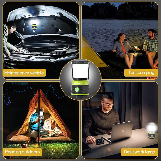 LED Camping Lantern 1800LM Battery Powered Lantern,Waterproof Tent Light with 4 Light Modes, Camping Essentials, Portable Lantern Flashlight for Camping, Emergency Light, Power Outages, Hurricane 2pcs