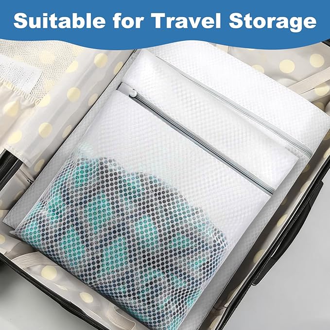 Laundry Bags for Delicates, Upgraded Honeycomb & Fine Mesh, Extra Durable with Sturdy Zippers, Protect Clothes in Washing Machine – Laundry Essentials for Home, College & Dorm, 12 x 16 Inch 4-Pack