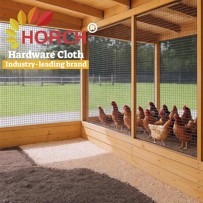 HORCH Black Hardware Cloth 1/2 inch 48 x 50 ft 19 Gauge, Wire Mesh Roll, Chicken Wire Fencing, Garden Fencing, Welded Wire Fence Roll, Gopher Wire, Chicken Coop/Run Wire, Rat Wire, Mesh Wire Fence