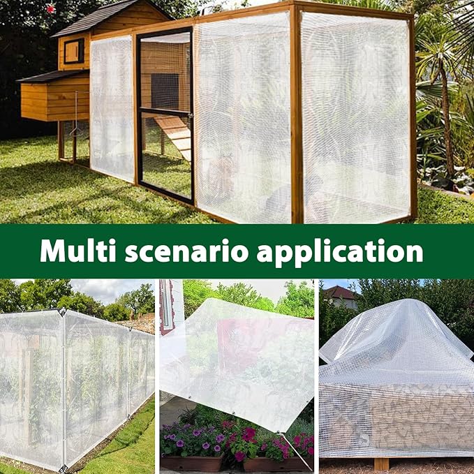 ANGAR 2Pcs 16 Mil Clear Greenhouse Tarp, 6x8FT Heavy Duty Waterproof Clear Tarps with Grommets, UV Resistant Greenhouse Replacement Poly Cover, for Gardening, Farming, Chicken Coops, Canopy,Outdoor