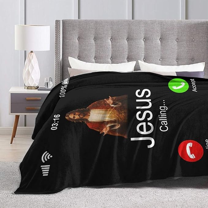 Jesus Blanket Christian Throw Blanket Soft Warm Cozy Fuzzy Plush Religious Throw Blanket Gifts for Girls Women Jesus Stuff Lightweight Fleece Flannel Gift Blankets for Kids Adults 50"X60"