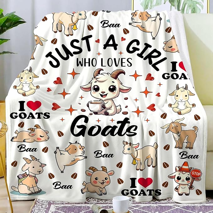 Cute Goat Blanket Gifts for Goat Lovers Women Girls Kids Adult,Animal Sheep Throw Blanket Goats Stuff Plush for Couch Sofa Bed Room Decor 60"x50"