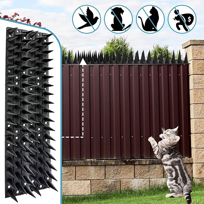 Bird Spikes,Black,6 Pack Bird deterrents for Outside,Keep Raccoon Squirrel Pigeon Away,Fence Spike for Garden Patio