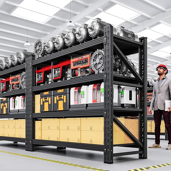 3000LBS Storage Shelves,40" W Garage Shelving Heavy Duty Metal Adjustable Garage Shelves, Shelving Units Industrial Shelving for Warehouse,40" W x 24" D x 60" H,Black