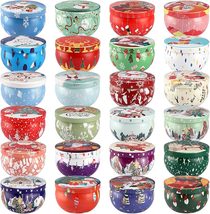 24 Packs Christmas Scented Candles Gift- Aromatherapy Candle-2.5oz Soy Wax-Long Lasting Burn time, Christmas,Advent, Thanksgiving Gifts, Home Decor