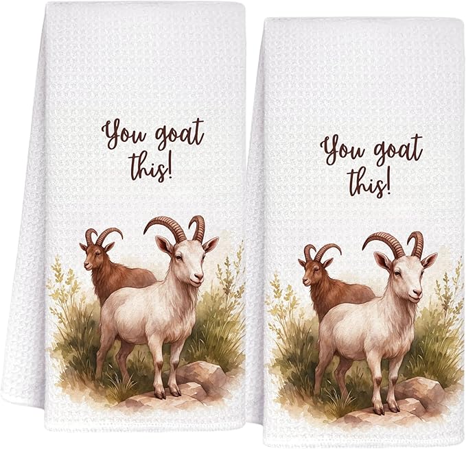 InnoBeta Funny Goat Gifts, Hand Kitchen Towel 2 Pack, 16 x 24 in Microfiber Dish Tea Towel, You Goat This