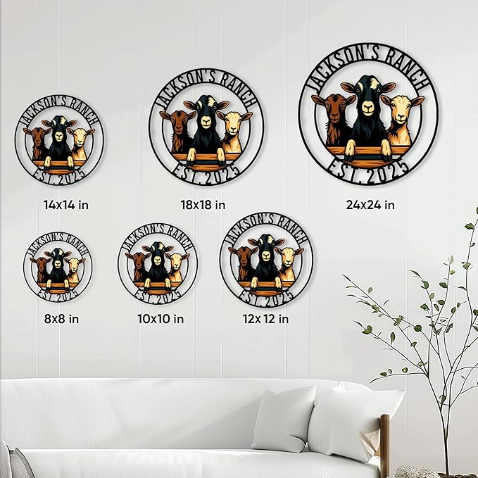 Personalized Goat Metal Sign, Custom Farm Animal Sign for Porch Fence Yard, Home Decor Gift for Goat Owner, Farmers, Homesteaders, Birthday or Housewarming Gift