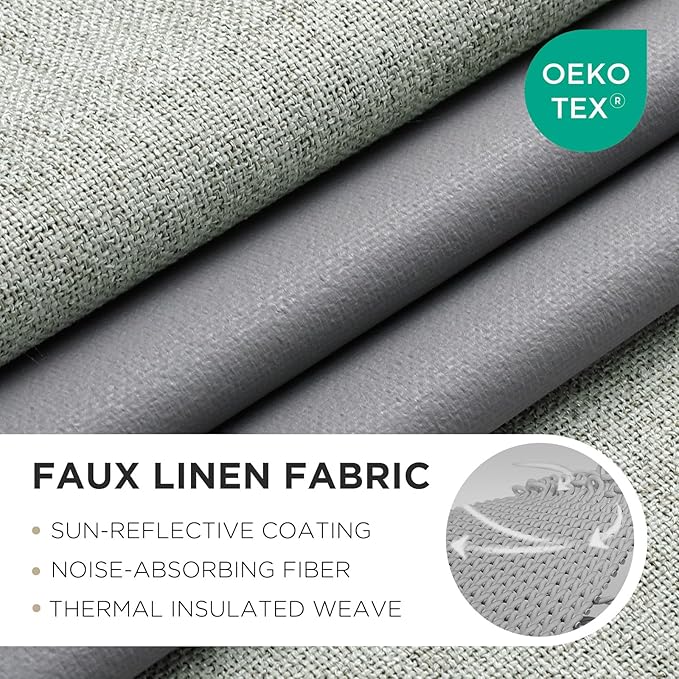 Joydeco Blackout Curtains 120 Inches Long 2 Panels Burg, Room Darkening Curtains for Bedroom, 100% Black Out Textured Thermal Drapes Privacy Protection 2 Panels Set(W52 x L120 Inch, Sage Green)