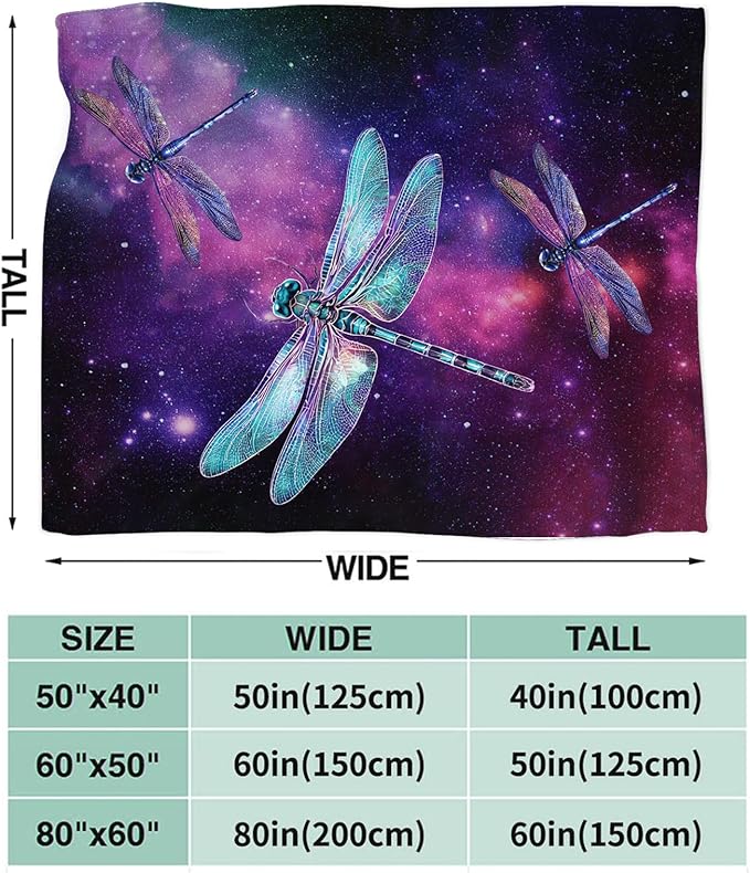Dragonfly Blanket Gifts for Girls Boys Dragonfly Lovers Throw Blankets Cozy Plush Fleece Flannel Fuzzy for Women Men Decor 50"X40"