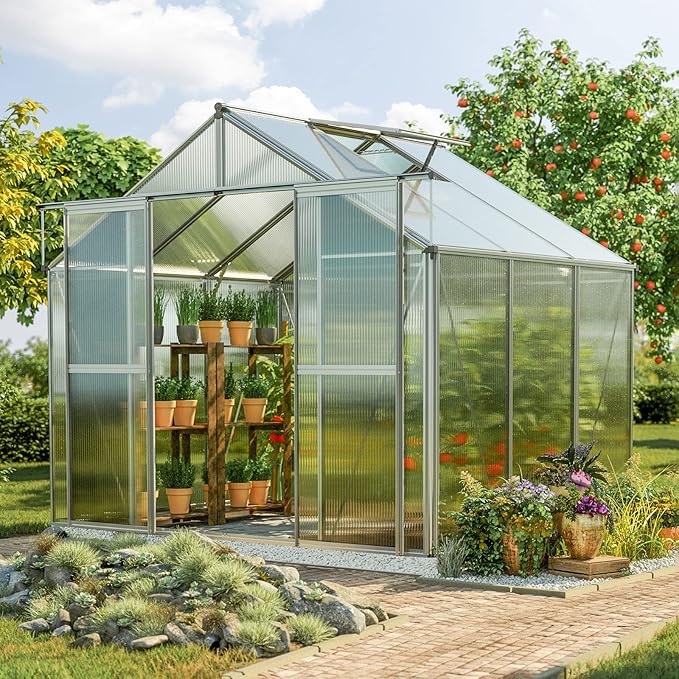 Greenhouse Topas 3 Aluminum Frame 7.4 x 6.4 ft with Approx. 8 mm Polycarbonate Panels