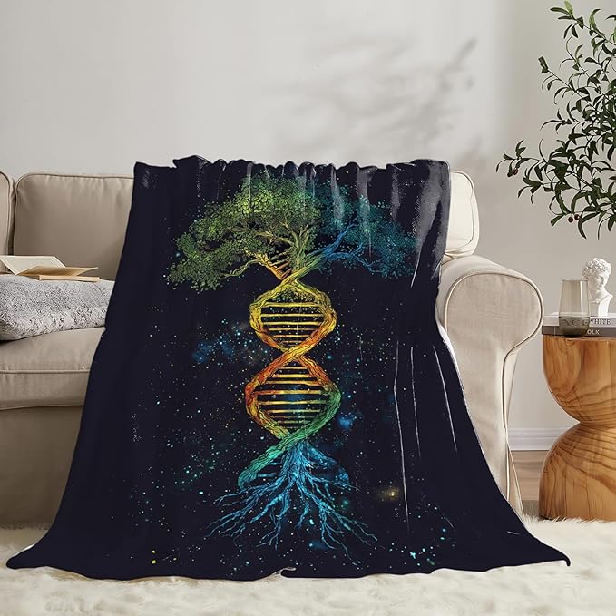 Dynova Tree of Life Blanket Cozy Plush Galaxy DNA Throw Blankets Fuzzy Flannel Fleece Gifts for Girls Boys Women Men Decor 60"X50"