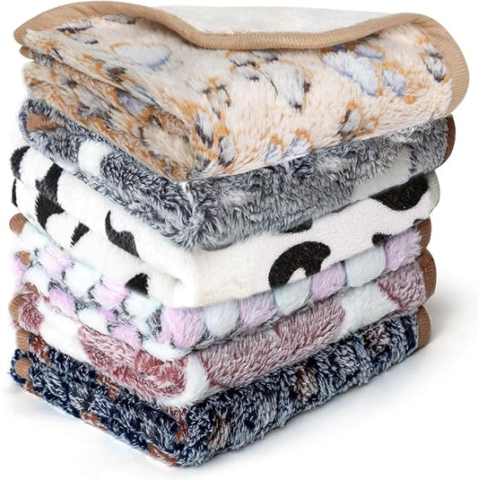 6 Pcs Washable Guinea Pig Blankets Absorbent Animal Fleece Bedding Waterproof Cage Liners Reusable Pet Pee Pad Sleep Mat Pad Cover for Hamster Ferret Rabbit Chinchilla Hedgehog (20"x30")