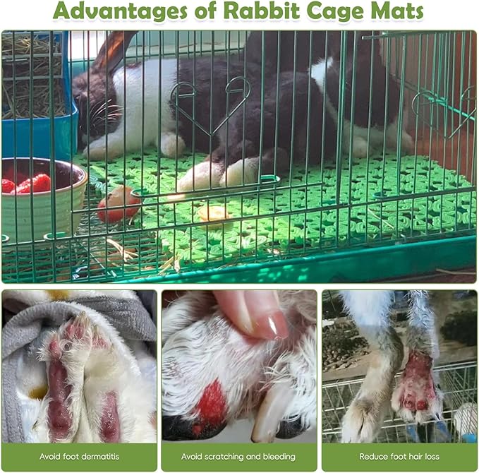 kathson 6PCS Rabbit Cage Mat Floor Bunny Foot Resting Pads Plastic Cage Mat for Pet Cats Dogs Hamster Rat Chinchilla Guinea Pig and Other Small Animals