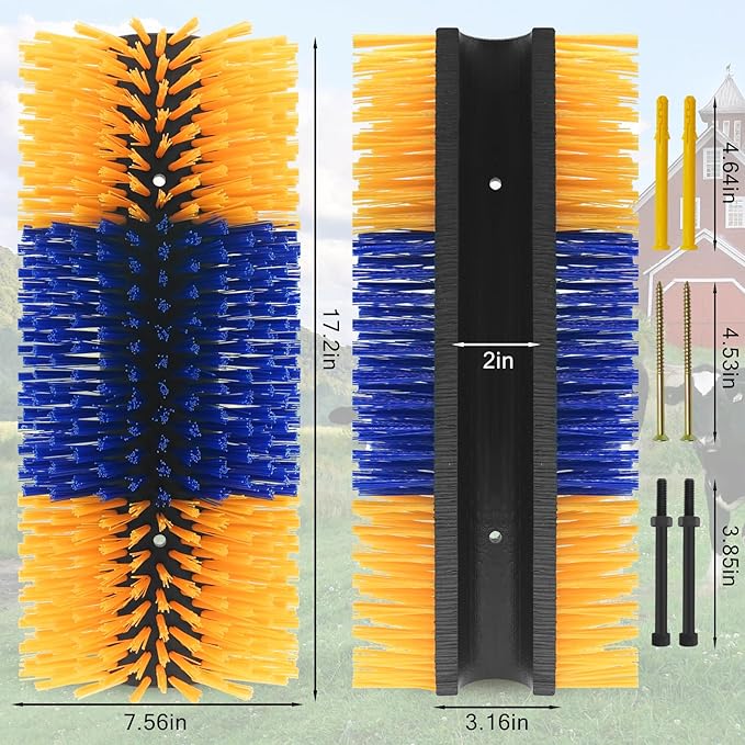 Livestock Scratching Brush Goat Scratcher Brush Full Massage Grooming Tool with 4 Screws for Cow,Cattle,Cow,Sheep, Horses,Pigs
