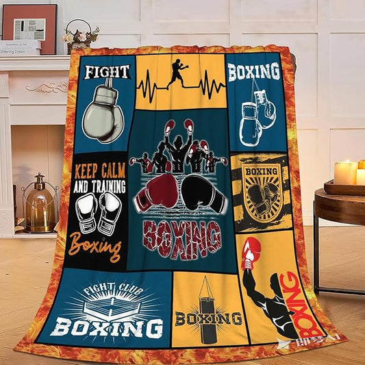 Boxing Blanket Super Soft Warm Boxing Sports Throw Blanket Gift for Men Women Boys Cozy Fluffy Plush Lightweight Flannel Gifts Fleece Blankets for Kids Adults 60"X50"