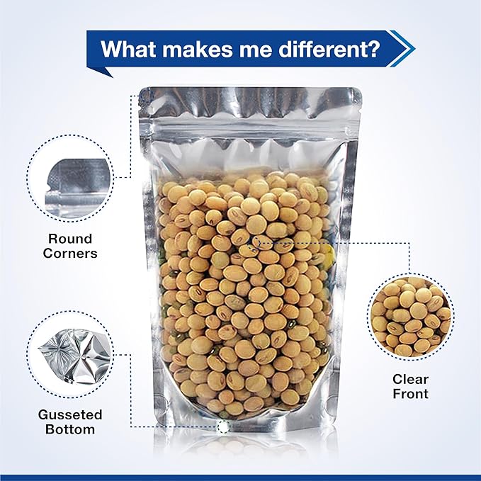 BELLE KR® 6x9 Mylar Bags Stand Up - Pack Of 1000-7.5mil Thick - Clear Mylar Bags with See Through Window for Freeze Dryer