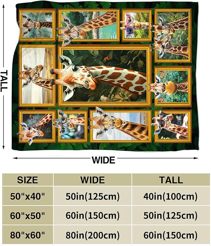 Giraffe Blanket Gifts for Girls Boys Lovers Soft Warm Plush Cool Giraffe Throw Blanket Flannel Fleece Fuzzy Stuff Blanket for Bed Couch Living Room Decor 80"X60"