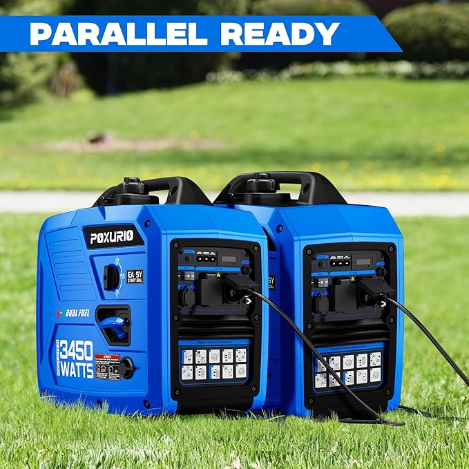 3450-Watt Dual Fuel Inverter Generator for Home Use, 1.6Gallon Large Fuel Tank Up to 8.3 Hours Use, 120V Gas Powered Generator Super Quiet - EPA Compliant