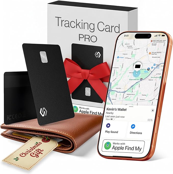 Wallet Tracker Card - Apple MFI Certified & Works with Apple Find My Tracking Card for Wallet Tag Rechargeable IP68 Waterproof 0.07in Slim Item Finder (Black PRO (Pack of 1))