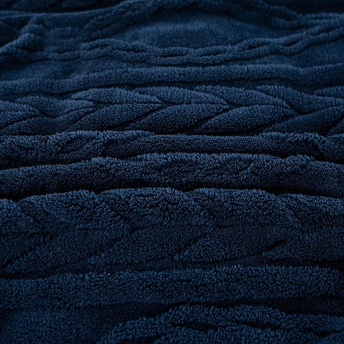 YUSOKI Sherpa Queen Size Blanket(Without Pillows)-3D Stylish Design Super Soft Blankets for Teen Girls Women Couch Bed Sofa Chair Men Boys Gift(Navy,90"x90")