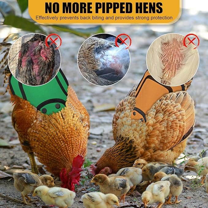 4 PCS Chicken Saddle for Hens, Chicken Aprons for Hens with Adjustable Strap, Hen Back Protector Saddles for Chickens Mating