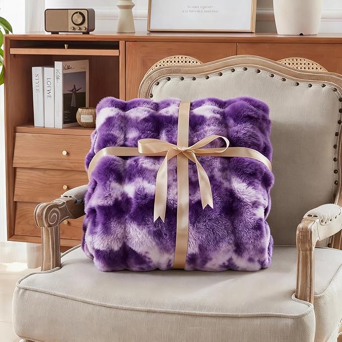 Faux Fur Twin Blanket for Couch, 1000 GSM Cozy Fuzzy Fluffy Soft Plush Thick Bubble Sherpa Blanket for Sofa Bedroom Living Room, Mothers Day Birthday Gifts for Women Home Decor