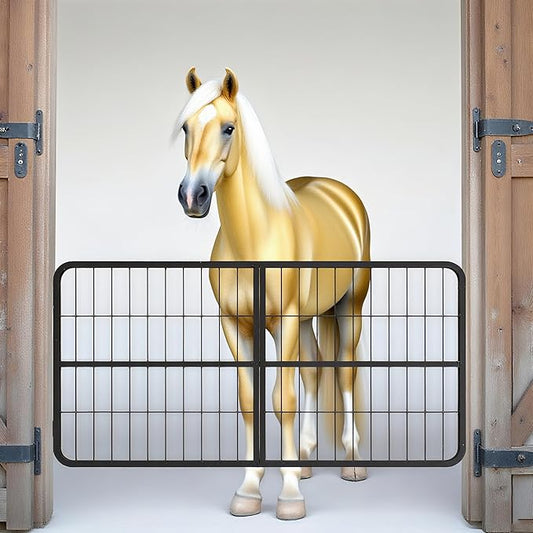 48" Wide X 24" High Stall Guards for Horses, Heavy Duty Horse Stall Gate, 1" Thick Steel Frame Horse Stall Guard, Essential Horse Stall Accessories, Fits Standard Barn Doorways